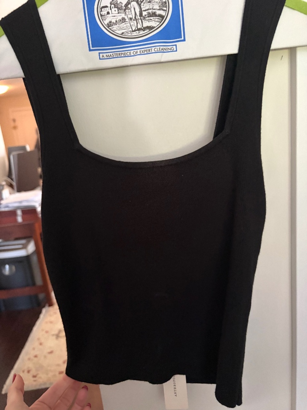 Anthropologie fitted black knit tank top